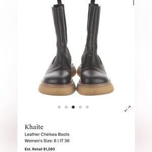KHAITE Black Leather Boots with Cream Soles